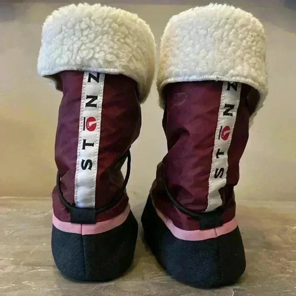 Kids Stonz Boots with Liners Girls Winter Footwear Toddler  Snow Burgundy & Pink - Picture 4 of 10
